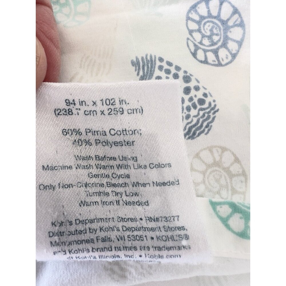 Set 3 Queen Sea Shell Flat Sheet + 2 Qu Pillowcases 60% PIMA COTTON Ocean Summer - Picture 5 of 14